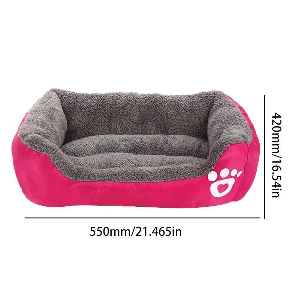 Autumn And Winter Footprints Design Cotton Velvet Pet Nest Fossa Candy Color Square Mat Pet Supplies