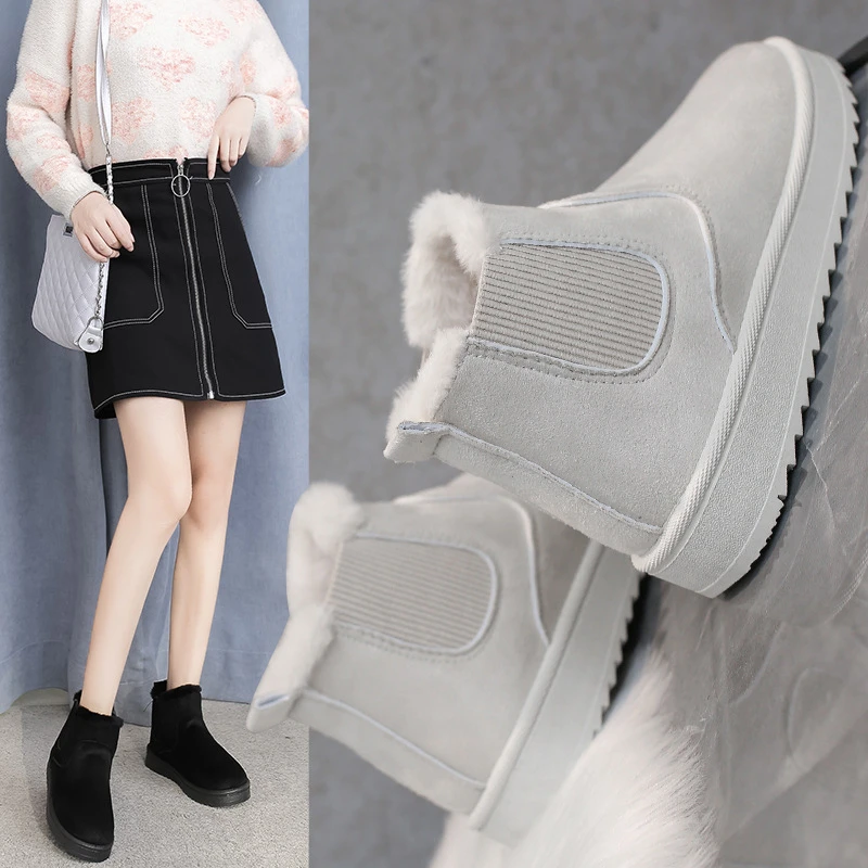 レディーススノーブーツ 厚手のコットンブーツ 冬服 暖かい靴 ワンステップ 新しいコレクション21 Ankle Boots Aliexpress