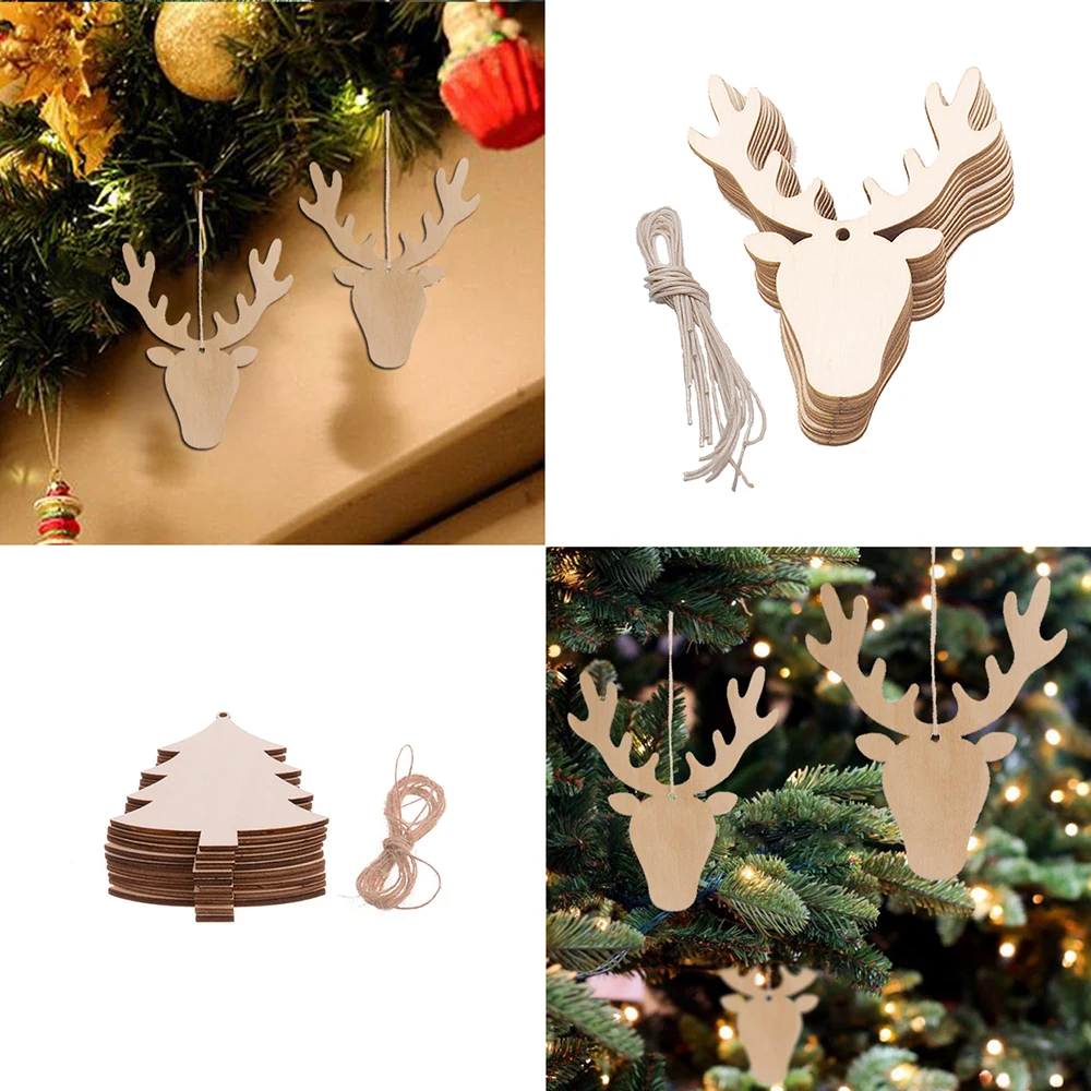 Wooden Christmas Decoration Xmas Tree Pendant 3D Hanging Home New Year Party Bauble Decoration Christmas Ball Xmas Key Ring