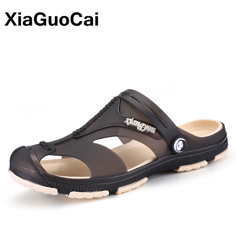 Xiaguocai 2018 Лето Мужские тапочки Slip On Дачная обувь дышащая сандалии плюс Размеры