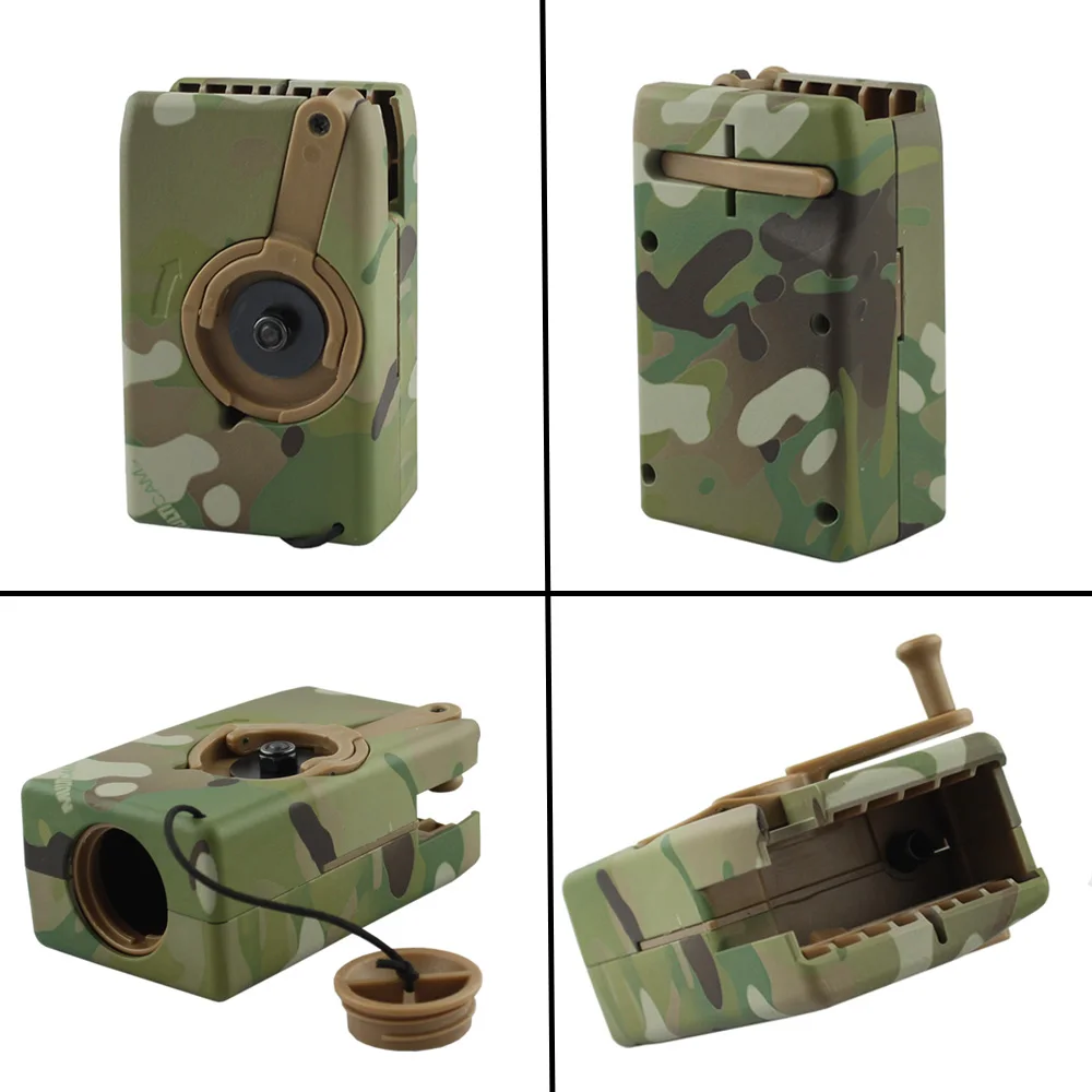 VULPO Airsoft Paintball M4 BB Speed Loader 1000 Rounds Hand Crank Quick Loader AK MP5 G36 Magazine Speed Loader Adapter