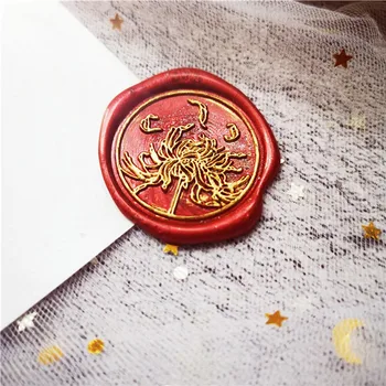 

equinox flower higanbana red lycor Retro Wood Stamp head Sealing Wax Seal Stamp Wedding Decorative sealing Stamp wax seals