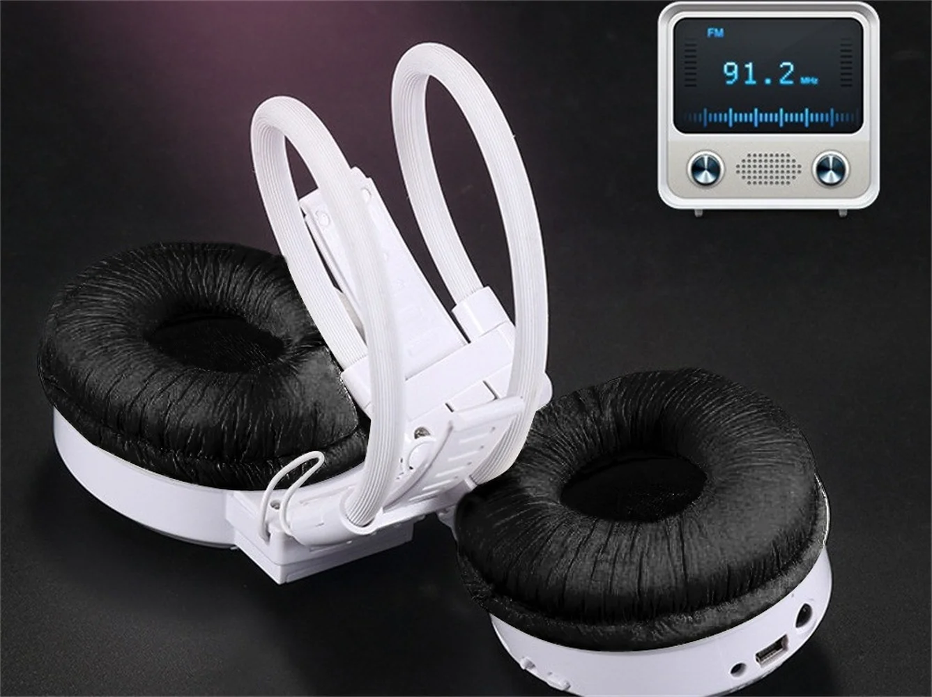 Universal Foldable Sports Wireless Headset LED FM Radio Headphone with LCD Screen Support TF Card for Computer Phone