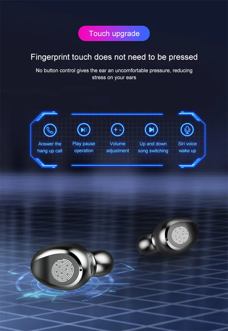 F9 TWS Bluetooth наушники V5.0 Беспроводные спортивные бизнес гарнитуры 8D HIFI стерео сенсорный светодиодный дисплей 2000 мАч Внешний аккумулятор наушники