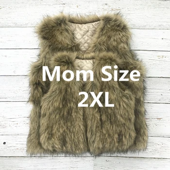 Mom size 2XL Осенне-зимний детский жилет из искусственного меха для мамы и меня, верхняя одежда, жилет, детский жилет для девочек, детская одежда - Цвет: Mom size 2XL