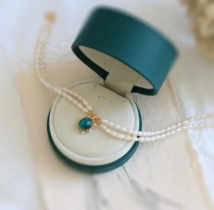 CSxjd натуральный пресноводный жемчуг двойное ожерелье Женская подвеска-цепочка - Окраска металла: B