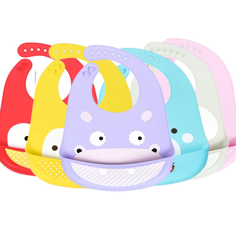 

Waterproof Silicone Adjustable Baby Bibs Newborn Cartoon Animal Drooling Baby Bibs Feeding Burp Cloth Drooling Scarf Saliva Bibs