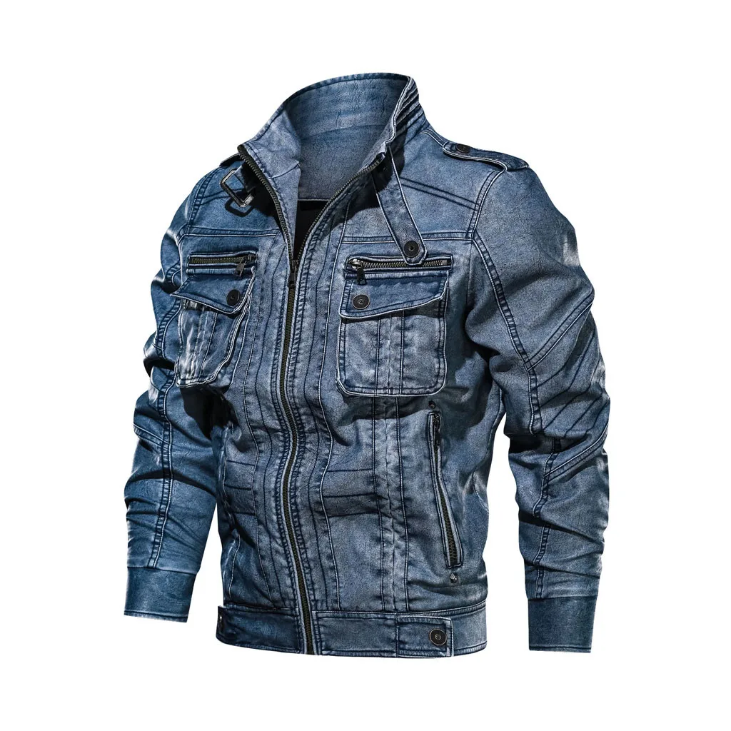 

JAYCOSIN Denim jacket Men Autumn Winter Vintage Zipper Plus Size Bomber Jacket For Men Imitation Chaqueta Hombre Cowboy caot 729