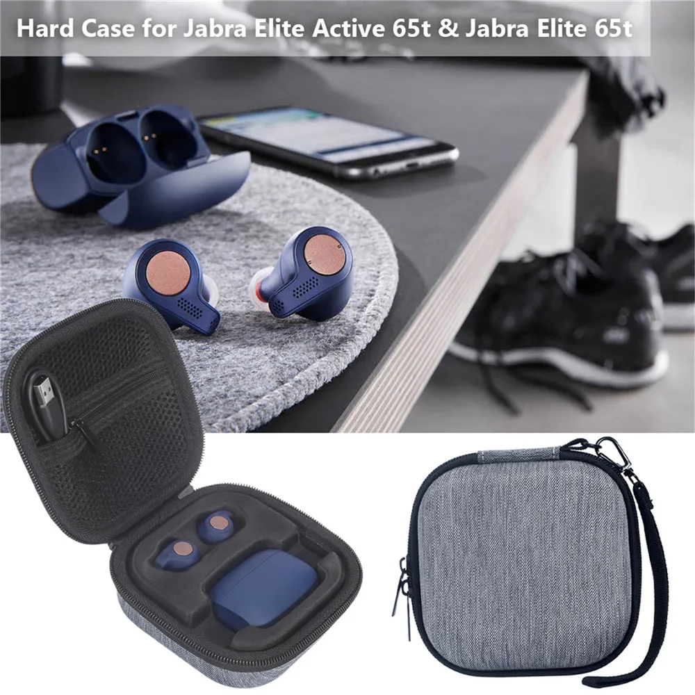 

Hard Protective Case Bag For Jabra Elite Active 65t & Jabra Elite 65t Wireless Earphone Storage Shell Cover with Anti-Lost Hook