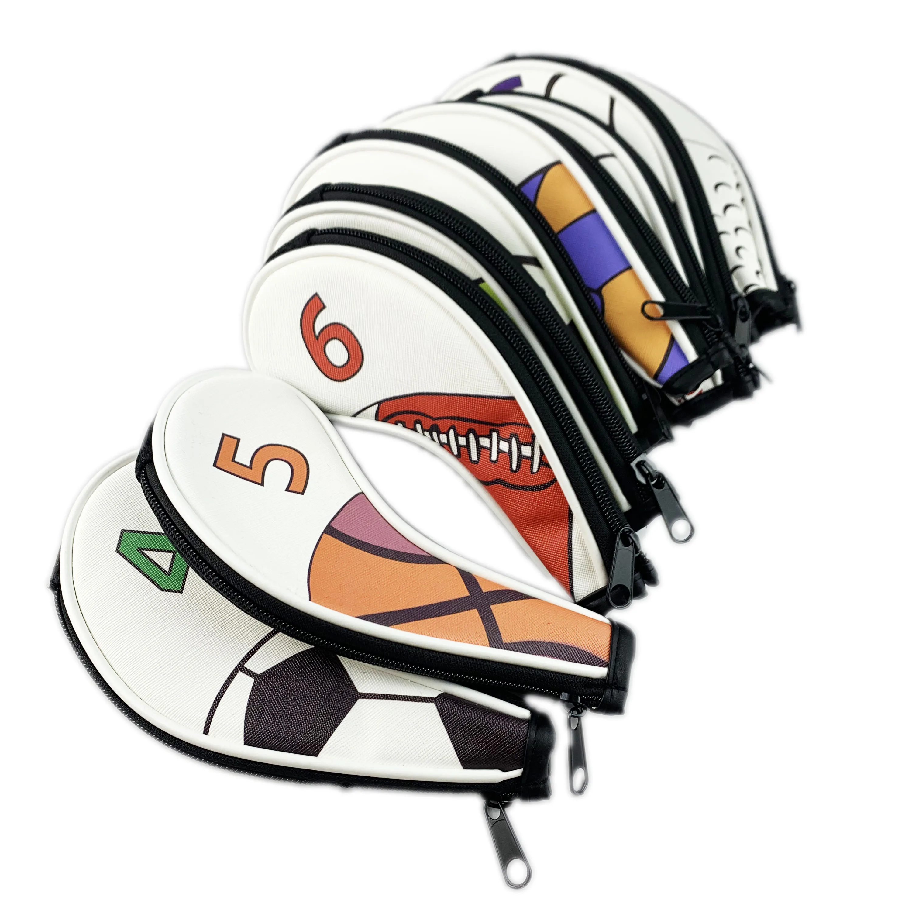 Tanie NRC Golf IronHeadcovers 9 sztuk (4,5, 6,7, 8,9, P, S, A) piłka Golf iron Club pokrowiec na główkę Handed Zipper Closure konfigurowalny