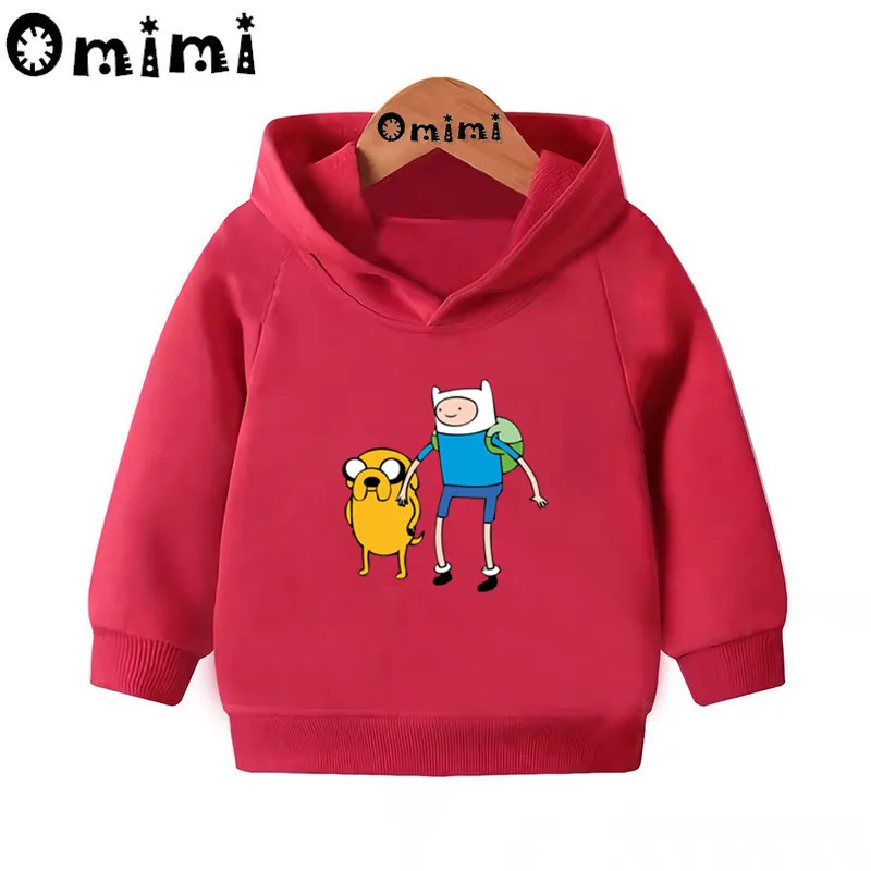 Adventure Time Finn& Jaker/забавные свитшоты; детские толстовки с капюшоном; крутой пуловер для малышей; топы для девочек и мальчиков; осенняя одежда; KMT5200