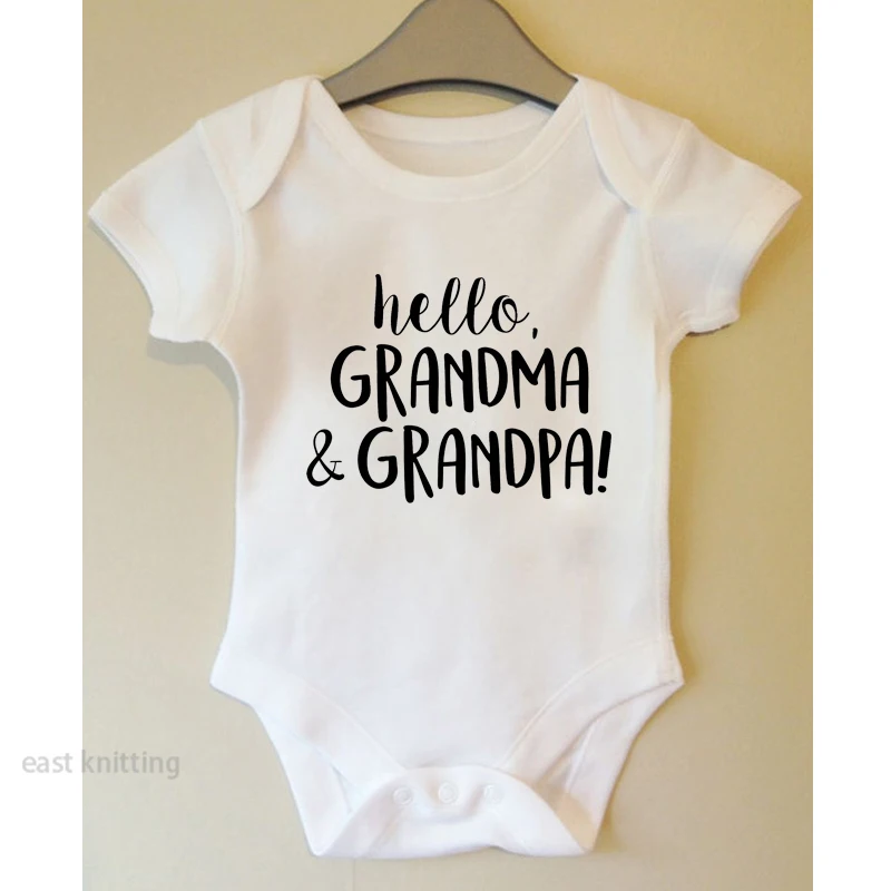 Hello Grandma and дедушка Летний комбинезон для маленьких мальчиков и девочек 0-24 месяцев