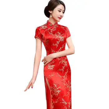 

2020 Traditional Plum Blossom Women Chinese Long Cheongsam Bridesmaid Evening Dress Costumes Women Tight Bodycon Dress Cheongsam