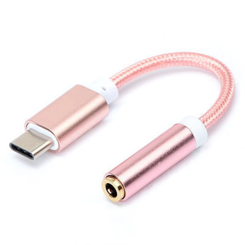 Адаптер типа C до 3,5 мм портативный аудио кабель легкий мини разъем для наушников полезный стабильный анти-Тяговый преобразователь из алюминиевого сплава - Цвет: Rose Red