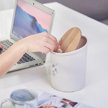 

Plastic Waste Bins Office Lightweight Desktop Garbage Cans Bedroom Study Living Room Rolling Cover Dustbin Car Mini Trash Can