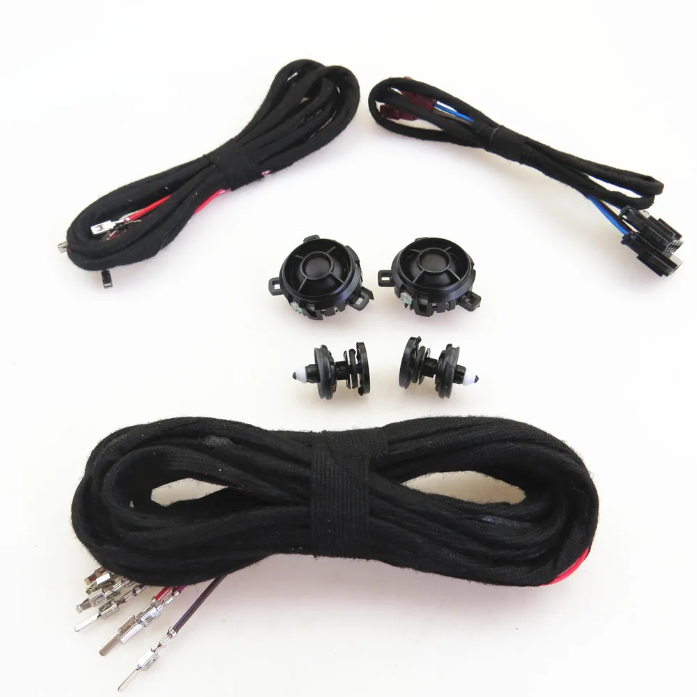 FHAWKEYEQ Rear Door Tweeter Buzzer Loudspeakers + Clip + Cable Connector Plug Pigtail For VW Rabbit Scirocco Jetta Golf MK5 MK6