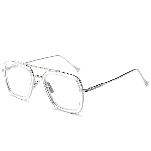 Silver Clear Frame HGE-H Мстители 3 железные мужские солнцезащитные очки мужские модные квадратные Tony Stark очки Человек-паук Edith солнцезащитные очки унисекс тени KD40 - Цвет линз: Silver Clear Frame