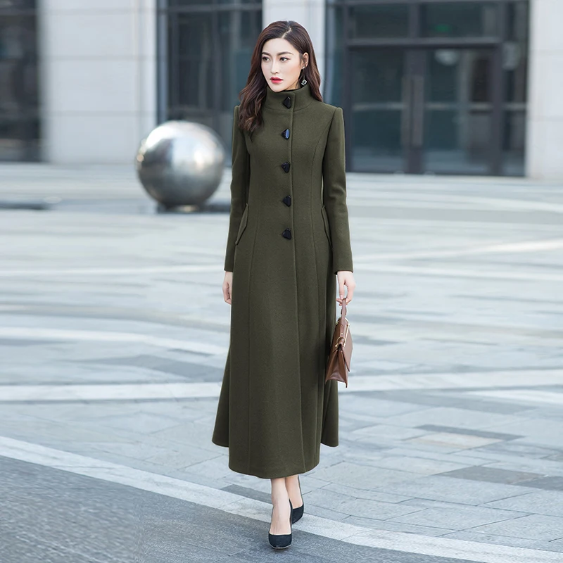 Fashion Mandarin Collar Single Breasted Slim Winter Coat Women Plus Size XXXL Long Seelve OverCoat Female Outwear For Girls - Цвет: army green