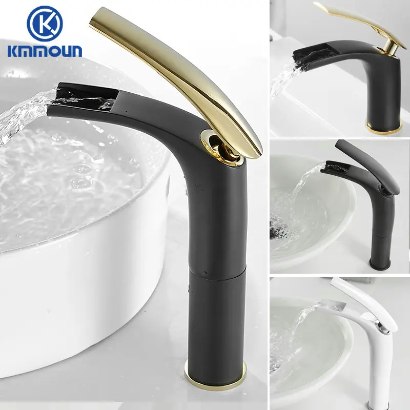 

Copper Waterfall Basin Faucet Hot Cold Mixer Basin Sink Tap Black White Bathroom Mixer Crane Home Hardware