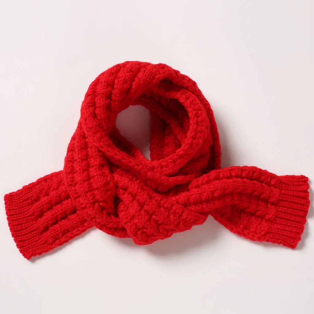 Милый модный вязаный шарф для маленьких мальчиков и девочек; сезон осень-зима; теплый однотонный шарф; рождественские аксессуары для малышей; воротник