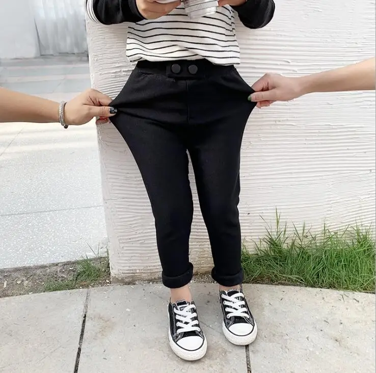Korea style girls thicken pants winter fashion girls pants 2-7t HH427 - Цвет: Черный
