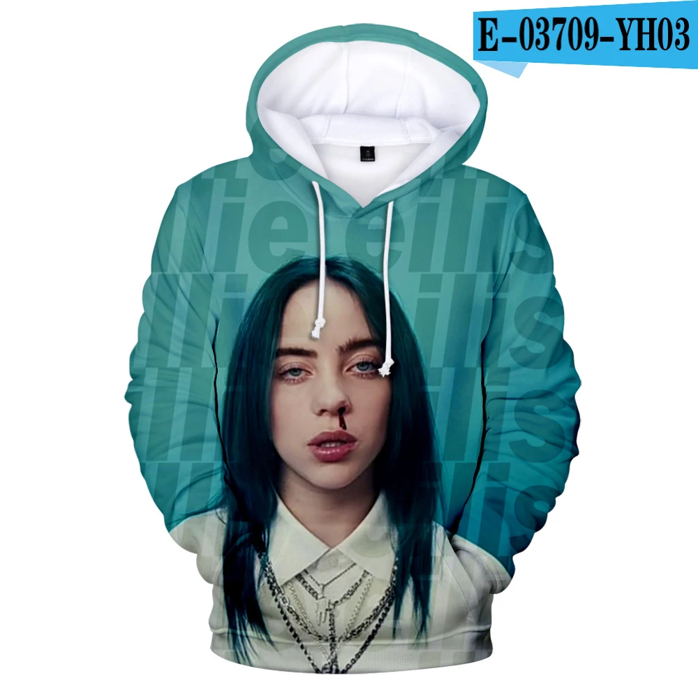 3D Новинка, Billie Eilish, 3D толстовки, свитшоты для мужчин и женщин, модные толстовки в стиле Харадзюку, уличная Толстовка в стиле хип-хоп, Billie Eilish, Детская толстовка с капюшоном - Цвет: 3D