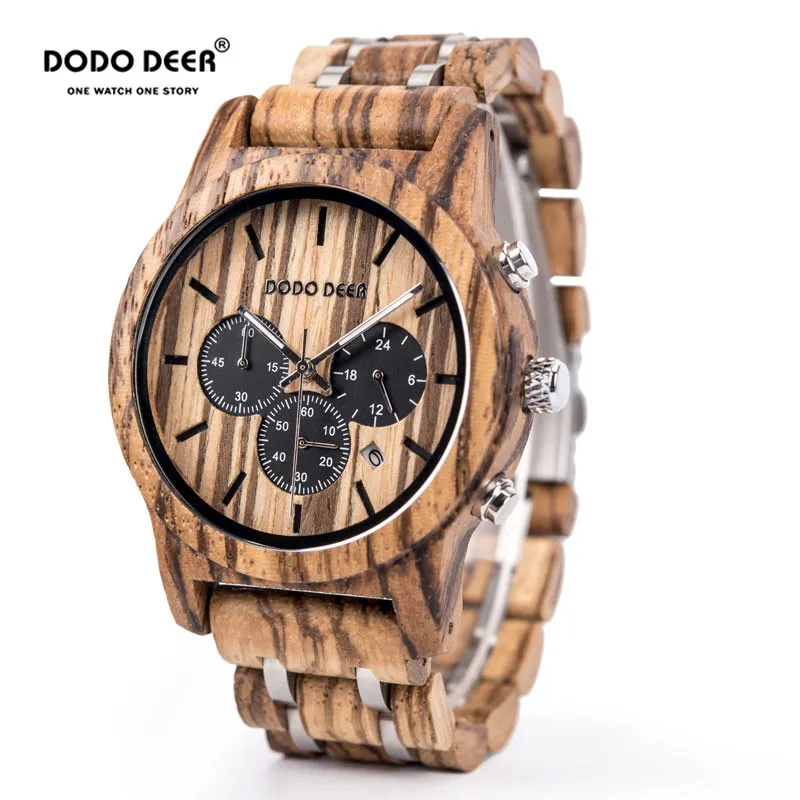 Часы наручные DODO DEER мужские с секундомером модные повседневные автоматическим