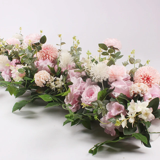 50/100cm Custom Wedding Flower Wall Arrangement Supplies Silk Peonies  Artificial Flower Row Decor for Wedding Iron Arch Backdrop