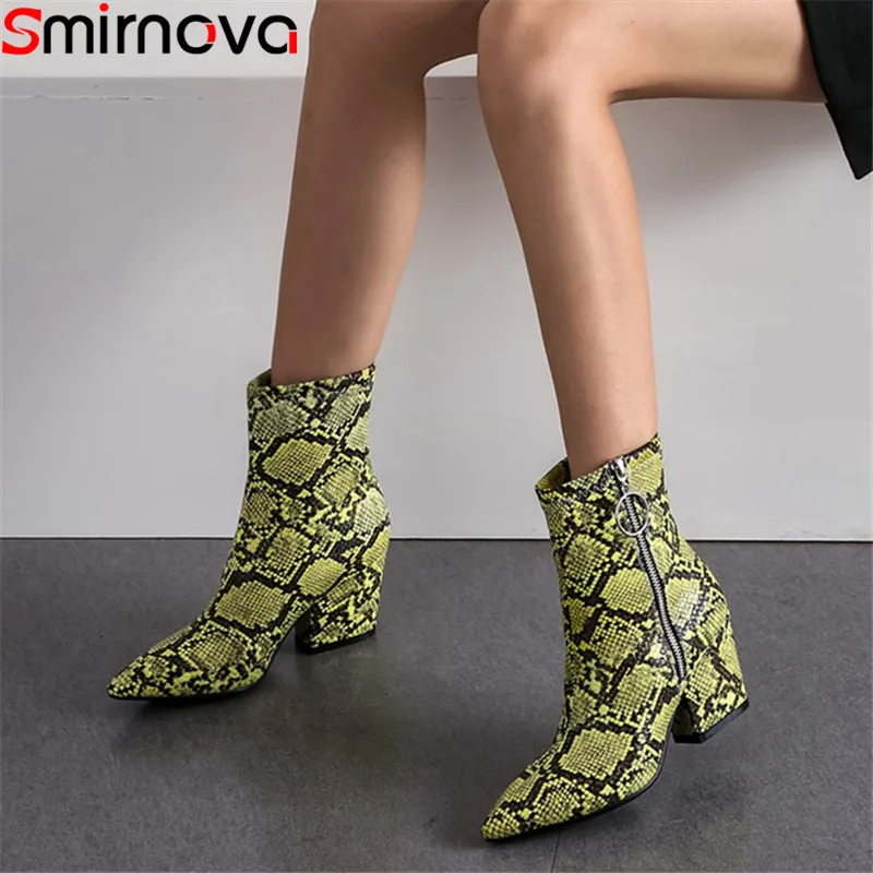 Smirnova/Большие размеры 34-43; Модные ботильоны для женщин; ботинки с острым носком на молнии; сезон осень-зима; элегантные женские ботинки на выпускной; Новинка года