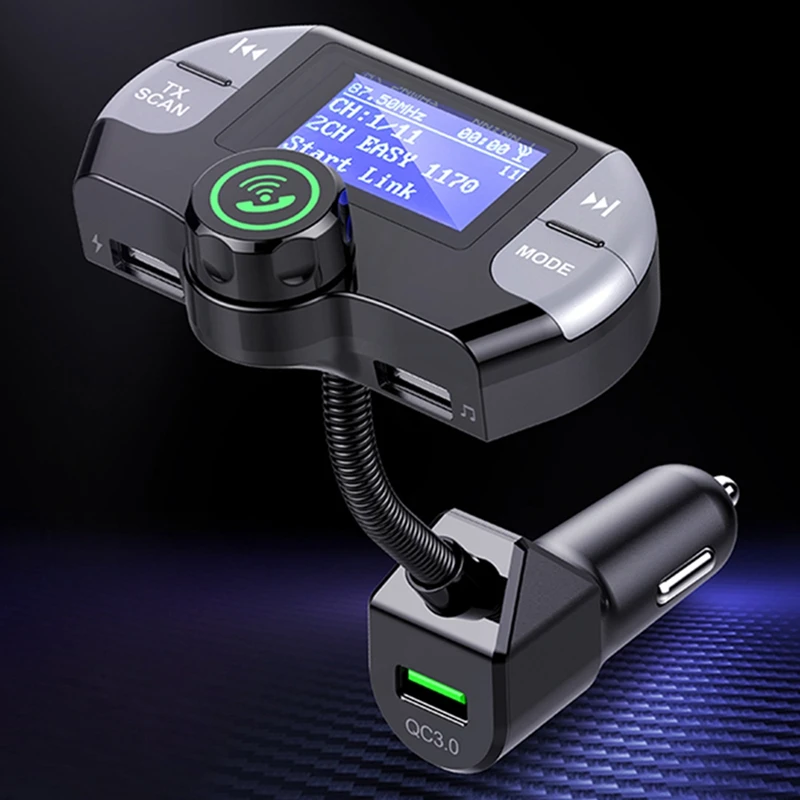 Dab Bluetooth fm-передатчик, беспроводной радио адаптер Hands-Free автомобильный комплект с дисплеем, Qc3.0 и Smart 2.1A Usb порты, Aux вход/о