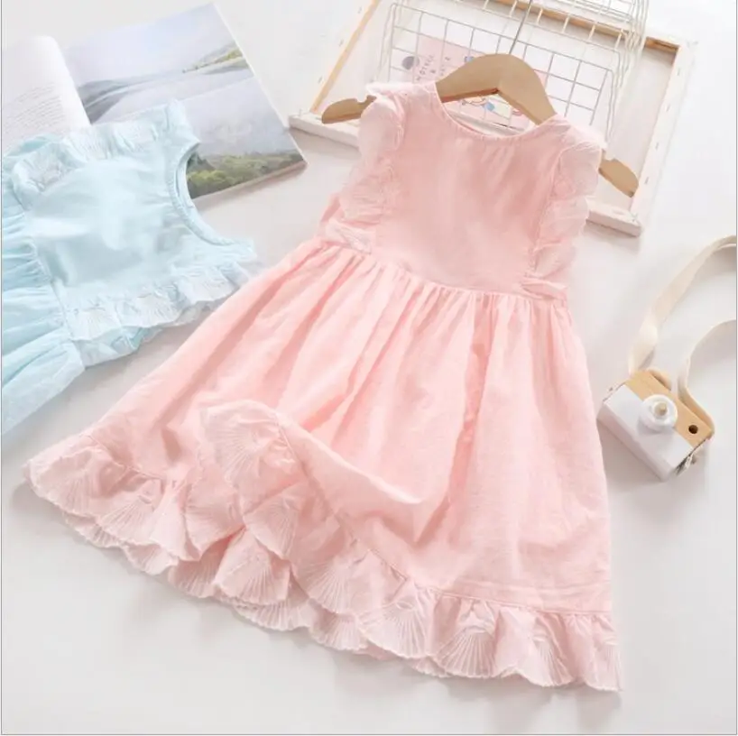 Хлопковые Платья для девочек, весенне-летнее платье принцессы, милые детские вечерние платья, модная детская одежда