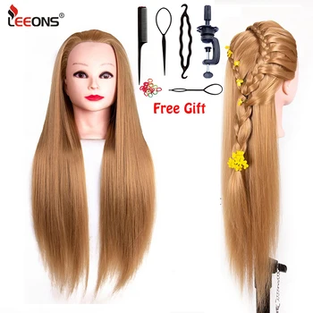 

Leeons Top Selling Training Mannequin Head 7Color Training Head Mannequin Head Hair Styling Manikin Two Styles Wig Display Head