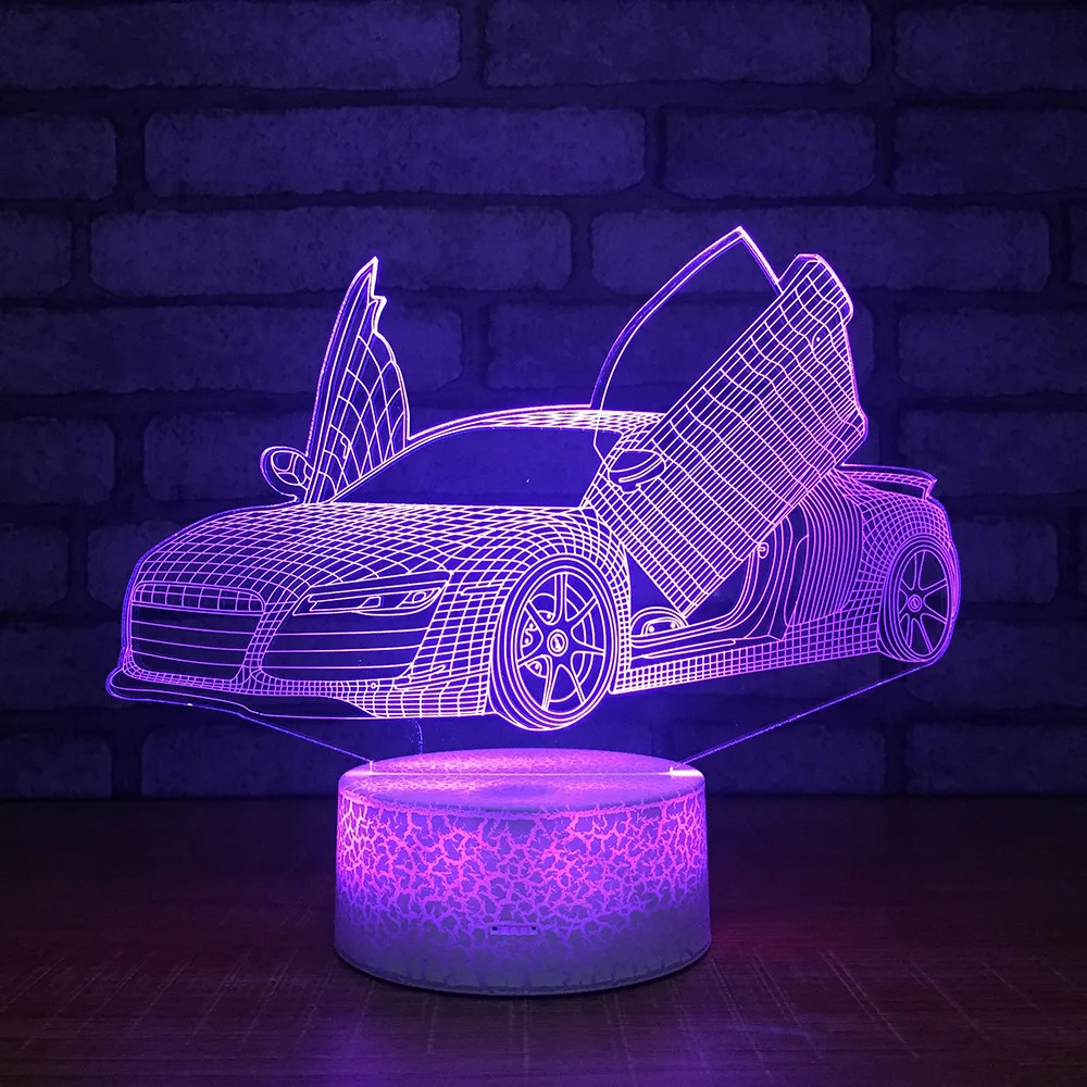 Super racing car 7 Color Lamp 3d Visual Led Night Lights For Kids Touch Usb Table Lampara Lampe Baby Sleeping Motion Light