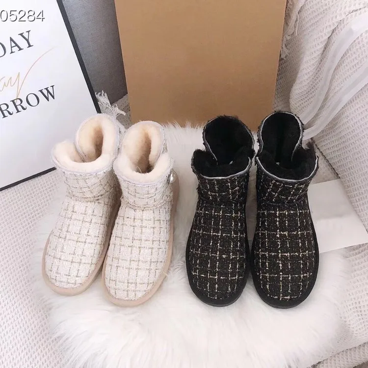 

Small Fragrant Snow Boots Women's Genuine Leather Wool 2019 Winter New Style Fashion Genuine Leather Short Thick plus Velvet Thi