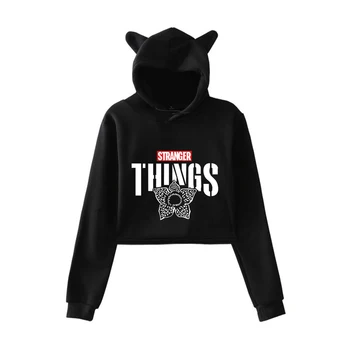 

Stranger Things hoodie for girls New sale print Science fiction drama fashion trend sala Cat Crop Hoodies Sweatshirt Sexy tops