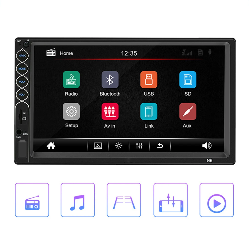 Автомагнитола 2 din автомагнитола " HD Bluetooth мультимедийный плеер 2DIN сенсорный экран Авто аудио стерео MP5 Bluetooth USB TF FM 5