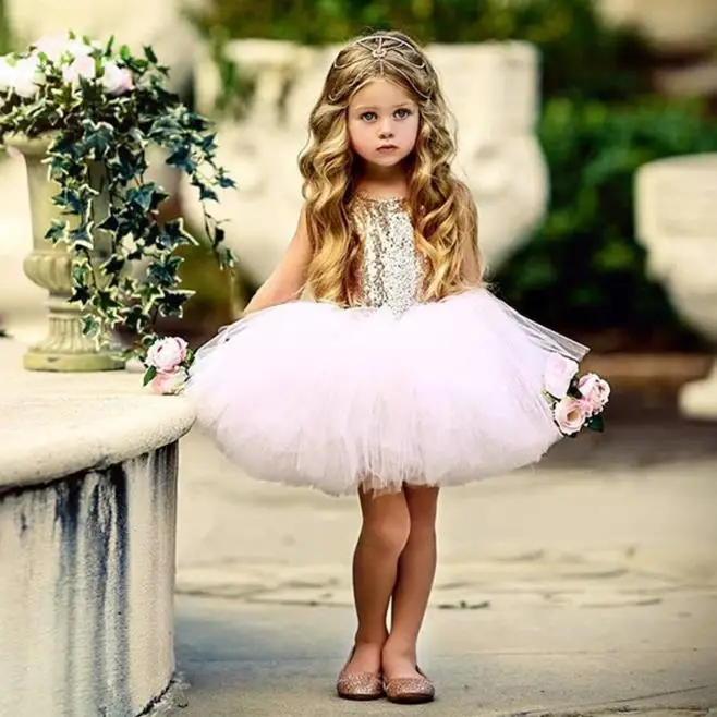 

Lotita Infant Girls Dresses Sequins Top Knee Length Little princess Birthday Dress Party Gown Girls Clothes