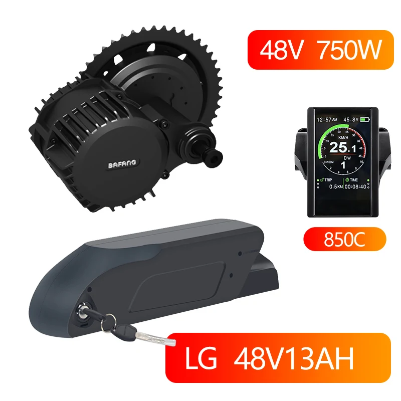48V 750W BBS02B Bafang Mid комплект электродвигателей с 48V 13Ah 16AH 17.5ah литий-ионный аккумулятор, фара для электровелосипеда в Батарея BBS02 8fun Батарея 850C - Цвет: 850 48V13Ah  LG