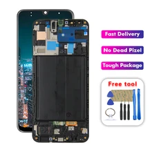 Для samsung Galaxy A50 A505 lcd A505DS A505F A505FD A505A lcd дисплей кодирующий преобразователь сенсорного экрана в сборе с рамкой