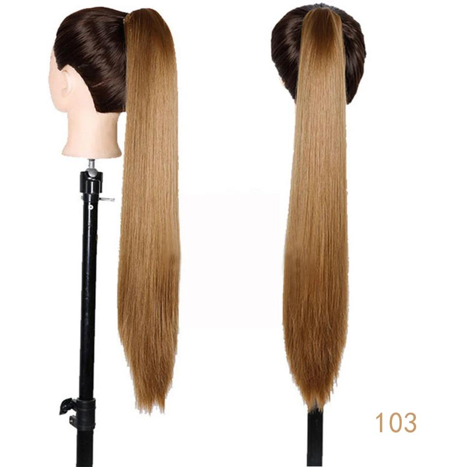 Coleta de pelo sintético para mujer, accesorios para el cabello, rizado, marrón, Ombre, garra, onda grande, extensión de cabello, postizo, cola de caballo