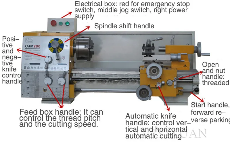 CJM 280 новое обновление полный переключения передач токарный станок Настольный Токарный Станок