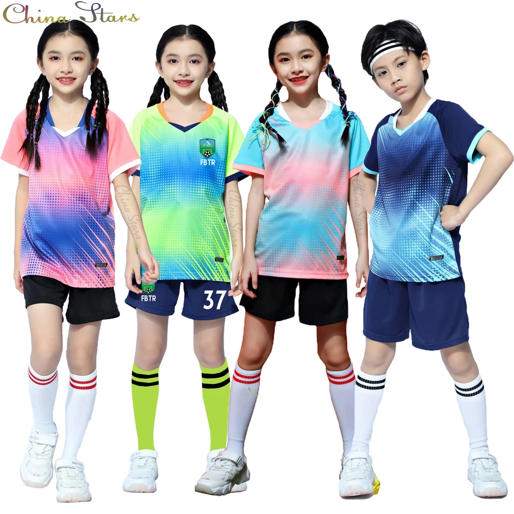 

Children Football Sport Sets + Socks, Girl's Soccer Jerseys Suits, Students Team Soccer Training Uniforms Boys Football Clothing