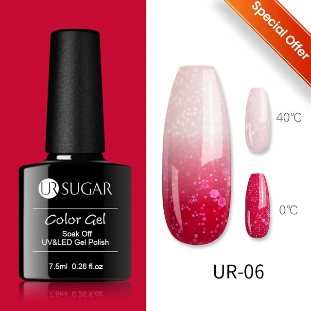 UR SUGAR 7.5ml Luminous Thermal Gel Nail Polish 2 In 1 Color Changing Glow in Dark Soak Off Manicuring UV Gel Nail Art Varnish 42413-6