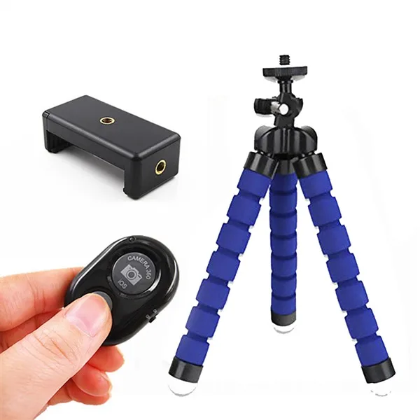 Синий Universal Sponge Octopus Phone Tripod For Bluetooth Selfie Stick Tripods Stabilizer Set For Phone - Цвет: Синий