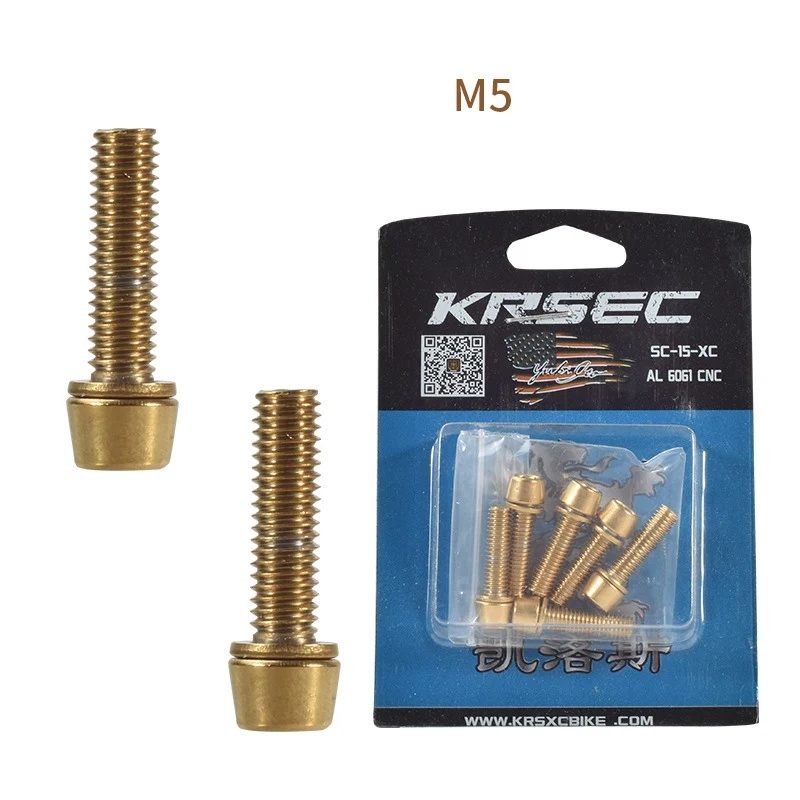 M5 gold KRSCT 6 шт. руля велосипеда титановые покрытые винты болты с Wache M5* 18 мм M6* 18 мм для MTB шоссейного велосипеда кронштейн руля велосипеда руль - Цвет: M5 gold
