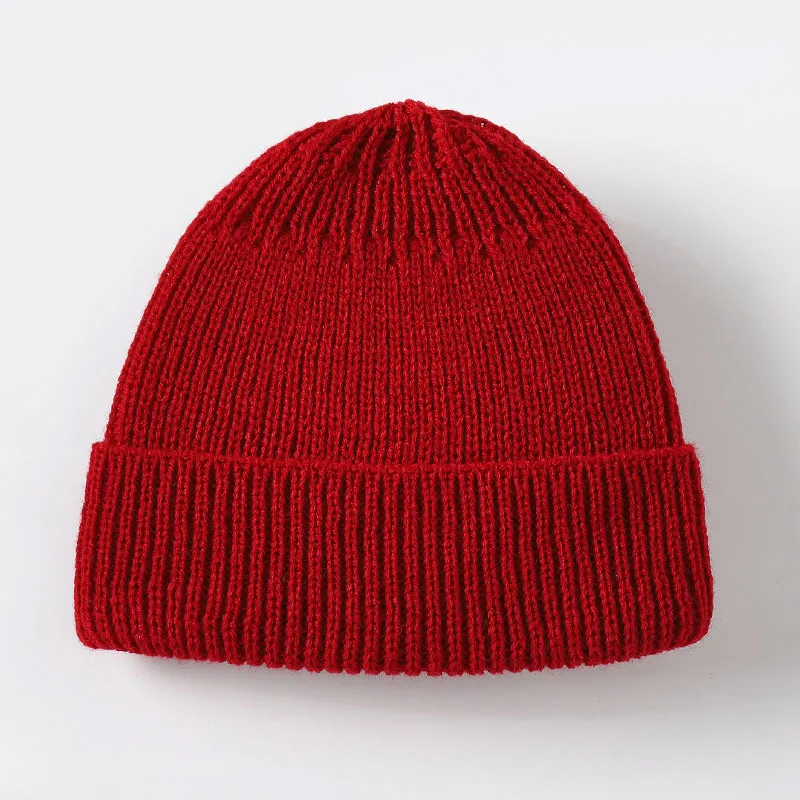 Зимняя вязаная короткая шапка унисекс с дыней, мужская и женская шапка, шапка в стиле хип-хоп для взрослых, теплая шерстяная вязаная эластичная Лыжная шапка, 6 цветов - Цвет: Бургундия