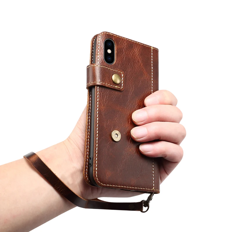 Для iPhone XS XR подлинный Флип-кейс iPhone 7 8 ремешок Ретро воловья кожа телефон Чехол кошелек смарт-чехол для iPhone XS Max