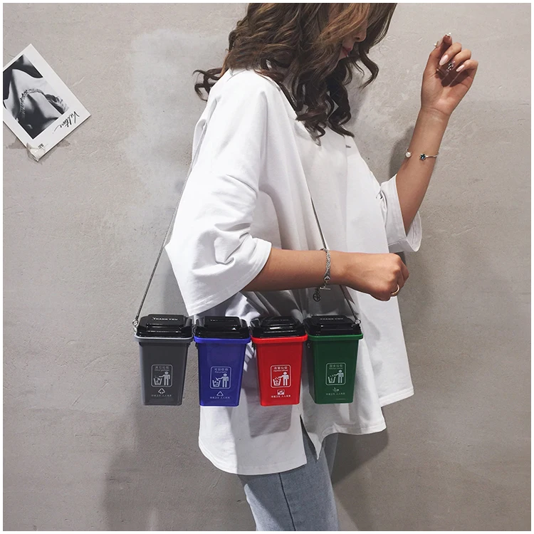 

Trash can bag game trash can personality Messenger bag four-color garbage classification new 2019 bag female toy