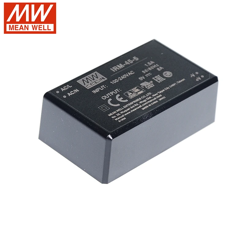 MEAN WELL IRM-45-5 40 Вт PCB сборка инкапсулированный силовой модуль 110 В/220 В переменного тока до 5 В постоянного тока 8A 40 Вт Meanwell PCB тип модуля питания