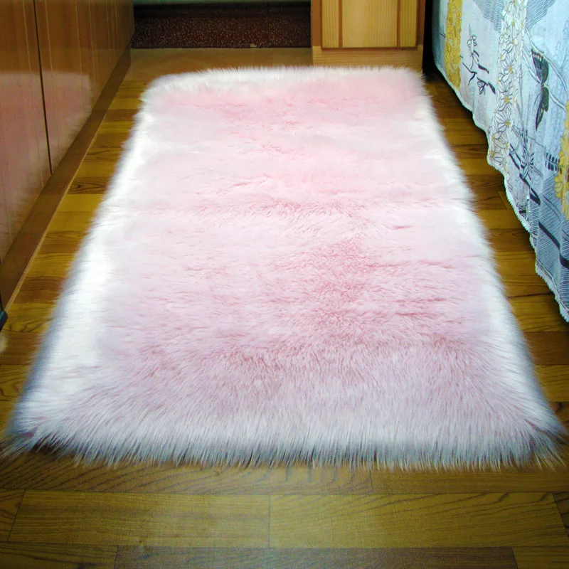 Меховой ковер, ковры для гостиной, ковер из искусственного меха, мягкий коврик для пола, Пушистый Плюшевый коврик из овчины, подушка для сиденья, простой белый Декор для спальни - Цвет: pink